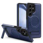 For Samsung Galaxy S25 Ultra 5G Multi-function Holder MagSafe PU Phone Case(Royal Blue)