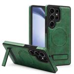 For Samsung Galaxy S23 Ultra 5G Multi-function Holder MagSafe PU Phone Case(Green)