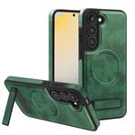 For Samsung Galaxy S23+ 5G Multi-function Holder MagSafe PU Phone Case(Green)