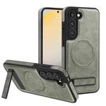 For Samsung Galaxy S23+ 5G Multi-function Holder MagSafe PU Phone Case(Titanium Gray)