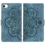 For iPhone 7 / 8 / SE 2022 Mandala Embossed Retro Frosted Leather Phone Case(Blue)