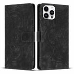 For iPhone 13 Pro Max Mandala Embossed Retro Frosted Leather Phone Case(Black)