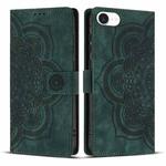 For iPhone 16e Mandala Embossed Retro Frosted Leather Phone Case(Green)