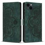 For iPhone 12 mini / 13 mini Mandala Embossed Retro Frosted Leather Phone Case(Green)