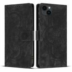 For iPhone 12 mini / 13 mini Mandala Embossed Retro Frosted Leather Phone Case(Black)