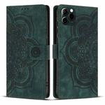 For iPhone 11 Pro Max Mandala Embossed Retro Frosted Leather Phone Case(Green)