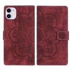 For iPhone 11 Mandala Embossed Retro Frosted Leather Phone Case(Red)