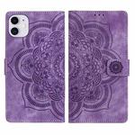 For iPhone 11 Mandala Embossed Retro Frosted Leather Phone Case(Purple)