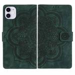 For iPhone 11 Mandala Embossed Retro Frosted Leather Phone Case(Green)