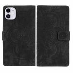 For iPhone 11 Mandala Embossed Retro Frosted Leather Phone Case(Black)