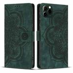 For iPhone 11 Pro Mandala Embossed Retro Frosted Leather Phone Case(Green)