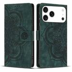 For iPhone 17 Pro Mandala Embossed Retro Frosted Leather Phone Case(Green)