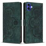 For iPhone 17 Mandala Embossed Retro Frosted Leather Phone Case(Green)