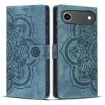 For iPhone 17 Air Mandala Embossed Retro Frosted Leather Phone Case(Blue)