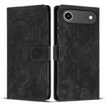 For iPhone 17 Air Mandala Embossed Retro Frosted Leather Phone Case(Black)