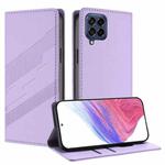 For Samsung Galaxy M53 5G Embossed Multi-functional Wallet Retro Leather Phone Case(Light Purple)