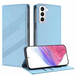 For Samsung Galaxy S21 5G Embossed Multi-functional Wallet Retro Leather Phone Case(Light Blue)