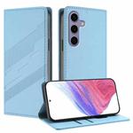 For Samsung Galaxy S24 FE 5G Embossed Multi-functional Wallet Retro Leather Phone Case(Light Blue)