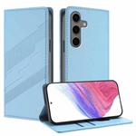 For Samsung Galaxy S25+ 5G Embossed Multi-functional Wallet Retro Leather Phone Case(Light Blue)