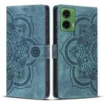 For Motorola Moto G35 5G Mandala Embossed Retro Frosted Leather Phone Case(Blue)