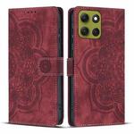 For Motorola Moto G56 5G Mandala Embossed Retro Frosted Leather Phone Case(Red)