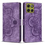 For Motorola Moto G56 5G Mandala Embossed Retro Frosted Leather Phone Case(Purple)
