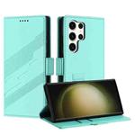 For Samsung Galaxy S25 Ultra 5G Embossed Multi-functional Side Suction Wallet Retro Leather Phone Case(Mint Green)