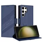 For Samsung Galaxy S25 Ultra 5G Embossed Multi-functional Side Suction Wallet Retro Leather Phone Case(Dark Blue)