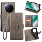 For Tecno Camon 40 Premier Tree & Deer Embossed Leather Phone Case(Grey)