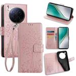 For Tecno Camon 40 Premier Tree & Deer Embossed Leather Phone Case(Rose Gold)