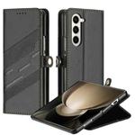 For Samsung Galaxy Z Fold5 5G Embossed Multi-functional Wallet Retro Leather Phone Case(Black)