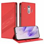 For Fujitsu Arrows F-42A Embossed Multi-functional Wallet Retro Leather Phone Case(Red)