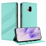 For Fujitsu Arrows F-52B Embossed Multi-functional Wallet Retro Leather Phone Case(Mint Green)