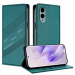 For Fujitsu Arrows We2 / F-52E Embossed Multi-functional Wallet Retro Leather Phone Case(Dark Green)