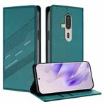 For Fujitsu FCNT Rakuraku F-53E Embossed Multi-functional Wallet Retro Leather Phone Case(Dark Green)