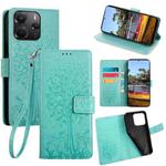 For Redmi Note 14 4G 164.84mm Tree & Deer Embossed Leather Phone Case(Green)