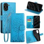 For Redmi A5 4G 171.7mm Tree & Deer Embossed Leather Phone Case(Blue)