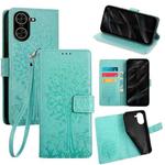 For Redmi A5 4G 171.7mm Tree & Deer Embossed Leather Phone Case(Green)