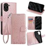 For Redmi A5 4G 171.7mm Tree & Deer Embossed Leather Phone Case(Rose Gold)