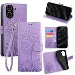 For Redmi A5 4G 171.7mm Tree & Deer Embossed Leather Phone Case(Purple)
