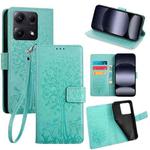 For Redmi Note 14S 4G Tree & Deer Embossed Leather Phone Case(Green)