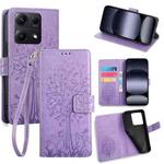 For Redmi Note 14S 4G Tree & Deer Embossed Leather Phone Case(Purple)