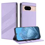 For Google Pixel 8a Embossed Multi-functional Wallet Retro Leather Phone Case(Light Purple)