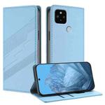 For Google Pixel 4a 5G / 5 XL Embossed Multi-functional Wallet Retro Leather Phone Case(Light Blue)