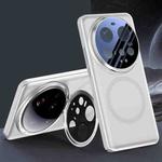 For Xiaomi 15 Ultra Feather Metal Lens Holder MagSafe Skin Feel Phone Case(White Sand Silver)