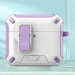 For AirPods 4 Wireless Bluetooth Earphones MagSafe Holder Protective Case(White Purple)
