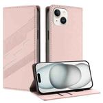 For iPhone 15 Embossed Multi-functional Wallet Retro Leather Phone Case(Pink)