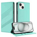 For iPhone 13 mini Embossed Multi-functional Wallet Retro Leather Phone Case(Mint Green)