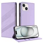 For iPhone 13 mini Embossed Multi-functional Wallet Retro Leather Phone Case(Light Purple)