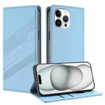 For iPhone 13 Pro Max Embossed Multi-functional Wallet Retro Leather Phone Case(Light Blue)